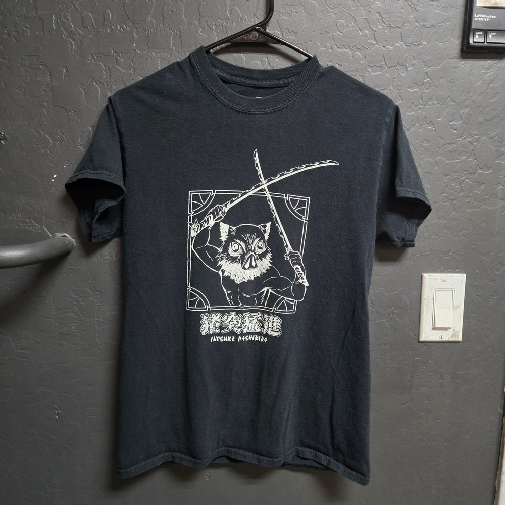 Demon Slayer Inosuke Hashibira Graphic T-Shirt Black Small Anime Manga Tee